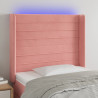 Cabecero con LED de terciopelo rosa 93x16x118/128 cm 1