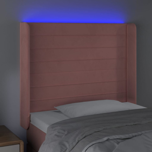 Cabecero con LED de terciopelo rosa 93x16x118/128 cm M 4