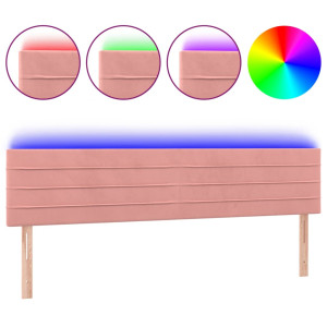 Cabeceira de cama c/ luzes LED veludo 180x5x78/88 cm rosa H