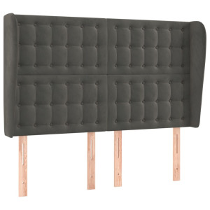 Cabecero con orejas de terciopelo gris oscuro 147x23x118/128 cm H
