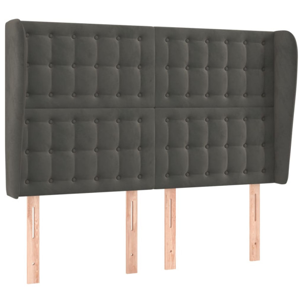 Cabecero con orejas de terciopelo gris oscuro 147x23x118/128 cm M 2