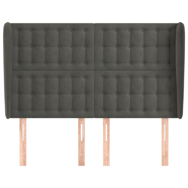 Cabeceira cama c/ abas veludo 147x23x118/128 cm cinzento-escuro M 3