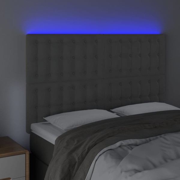 Cabeceira de cama c/ LED veludo 144x5x118/128 cm cinza-escuro M 3