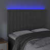 Cabeceira de cama c/ LED veludo 144x5x118/128 cm cinza-escuro 3