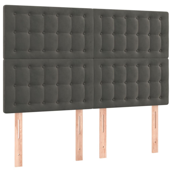 Cabeceira de cama c/ LED veludo 144x5x118/128 cm cinza-escuro M 4