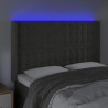 Cabeceira de cama c/ LED veludo 147x16x118/128 cm cinza-escuro 4