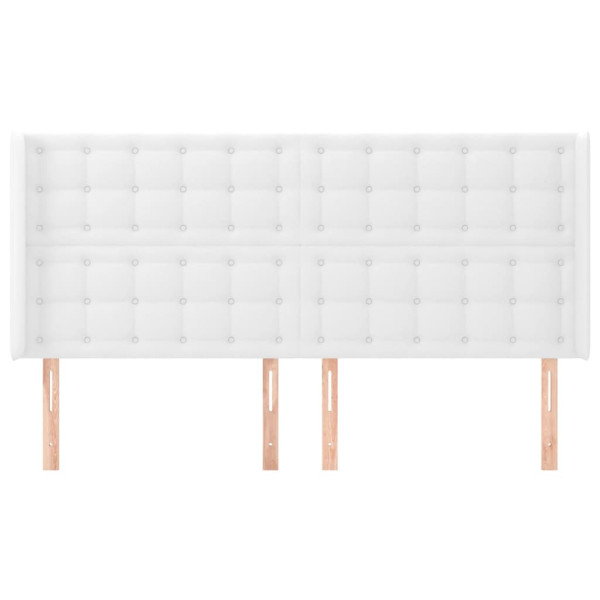Cabecero con orejas de cuero sintético blanco 163x16x118/128 cm M 3