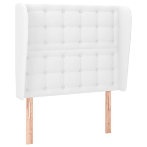 Cabecero con orejas de cuero sintético blanco 83x23x118/128 cm H