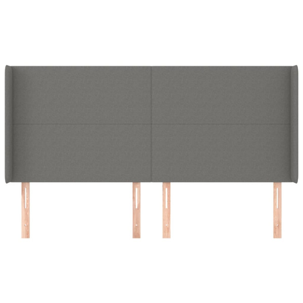Cabecero con orejas de tela gris oscuro 183x16x118/128 cm M 3