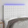Cabeceira cama c/ LED couro artificial 144x5x118/128 cm branco 1