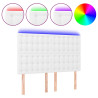 Cabeceira cama c/ LED couro artificial 144x5x118/128 cm branco 2