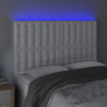Cabeceira cama c/ LED couro artificial 144x5x118/128 cm branco 3