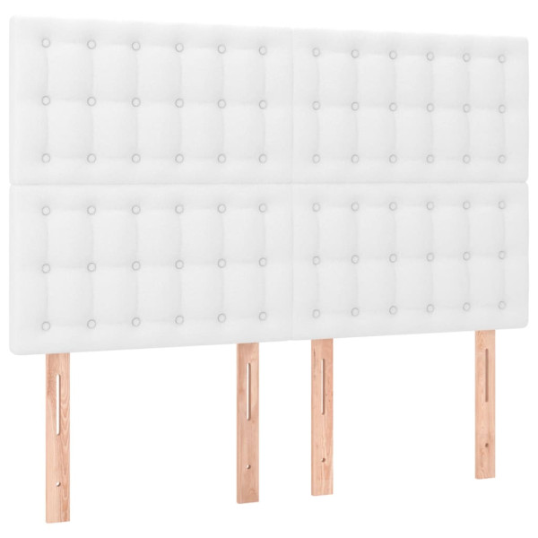 Cabeceira cama c/ LED couro artificial 144x5x118/128 cm branco M 4