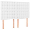 Cabeceira cama c/ LED couro artificial 144x5x118/128 cm branco 4