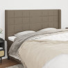 Cabecero con orejas de tela gris taupe 163x16x118/128 cm 1