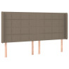 Cabecero con orejas de tela gris taupe 163x16x118/128 cm 2