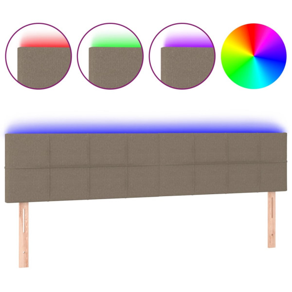 Cabecero con LED de tela gris taupe 160x5x78/88 cm M 2