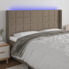 Cabeceira cama c/ LED tecido 163x16x118/128cm cinza-acastanhado 1