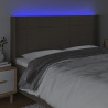 Cabeceira cama c/ LED tecido 163x16x118/128cm cinza-acastanhado 4