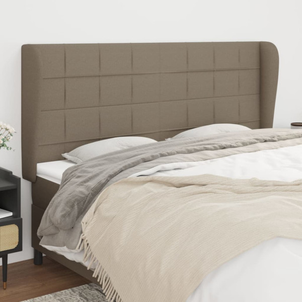 Cabecero con orejas de tela gris taupe 163x23x118/128 cm D