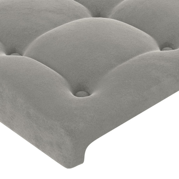 Cabeceira cama c/ luzes LED veludo 103x16x118/128cm cinza-claro M 5
