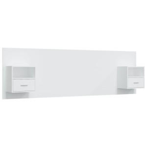 Cabeceira cama + armários madeira processada branco H
