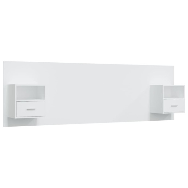 Cabeceira cama + armários madeira processada branco M 2