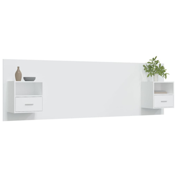 Cabeceira cama + armários madeira processada branco M 3