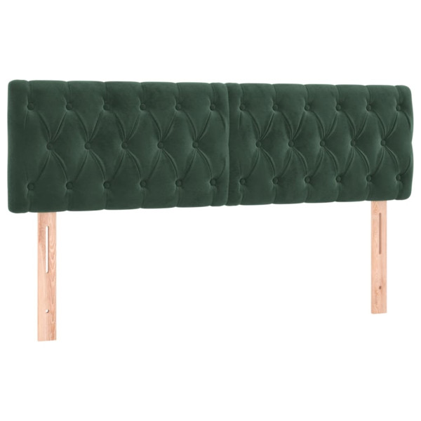 Cabeceira de cama c/luzes LED veludo 144x7x78/88cm verde-escuro M 4