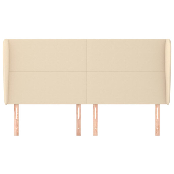 Cabecero con orejas de tela color crema 163x23x118/128 cm M 3