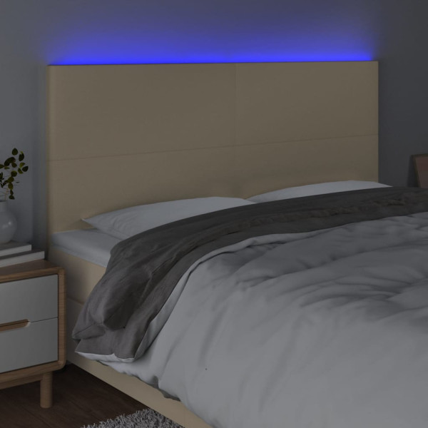 Cabecero con luces LED tela crema 160x5x118/128 cm M 3