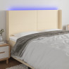 Cabecero con LED de tela color crema 163x16x118/128 cm 1