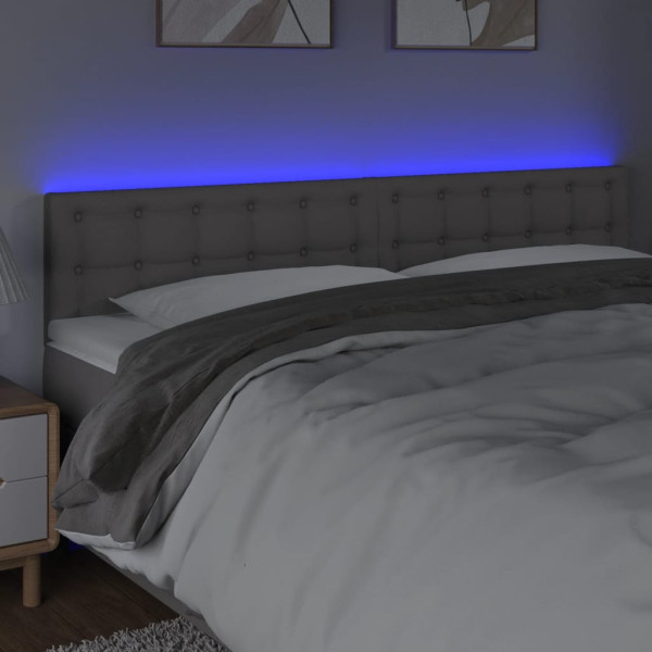 Cabecero con LED cuero sintético gris 160x5x78/88 cm M 3