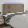 Cabecero con luces LED tela gris taupe 200x5x118/128 cm 1