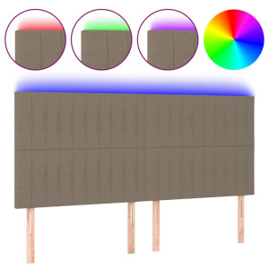 Cabecero con luces LED tela gris taupe 200x5x118/128 cm H