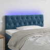 Cabeceira de cama c/ luzes LED veludo 100x7x78/88cm azul-escuro 1