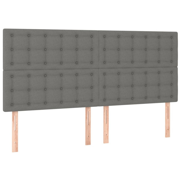 Cabeceira de cama 4 pcs tecido 90x5x78/88 cm cinzento-escuro M 2