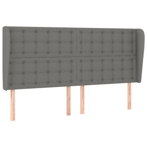 Cabecero con orejas de tela gris oscuro 183x23x118/128 cm H