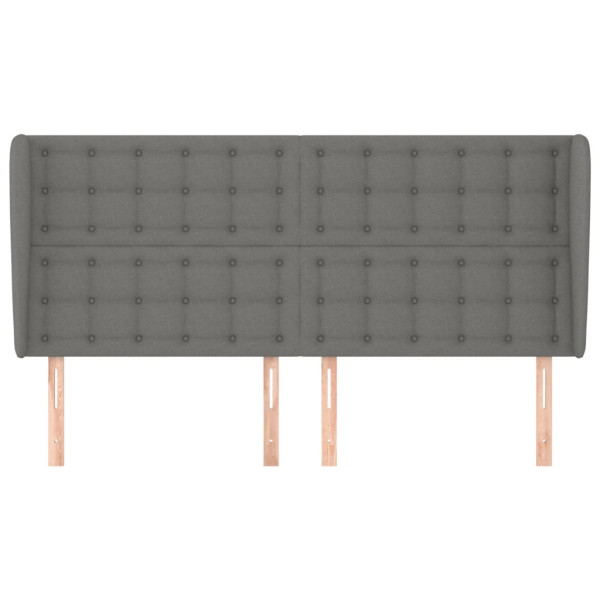 Cabecero con orejas de tela gris oscuro 183x23x118/128 cm M 3