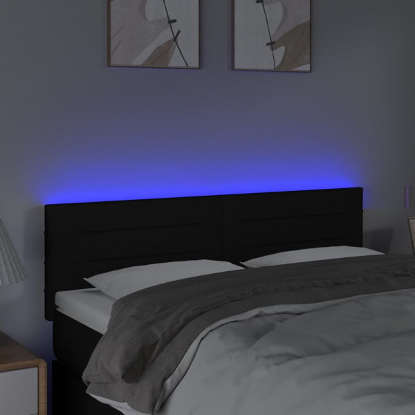 Cabecero con LED de tela negro 144x5x78/88 cm M 3