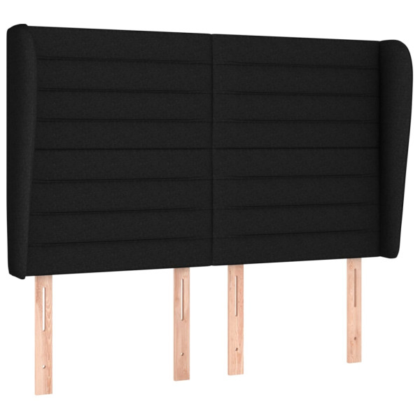 Cabeceira de cama c/ abas tecido 147x23x118/128 cm preto M 2