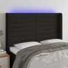 Cabeceira de cama c/ luzes LED tecido 147x16x118/128 cm preto 1