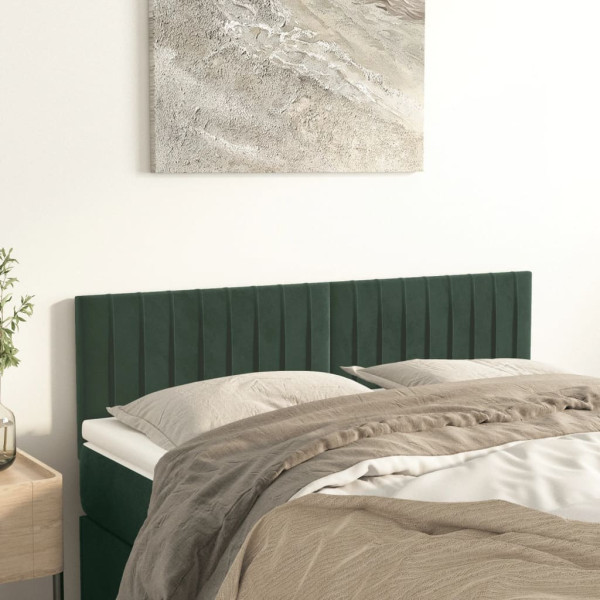 Cabeceros 2 unidades terciopelo verde oscuro 72x5x78/88 cm D