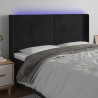 Cabeceira de cama c/ luzes LED veludo 183x16x118/128 cm preto 1