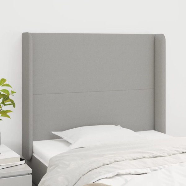 Cabecero con orejas de tela gris claro 93x16x118/128 cm D