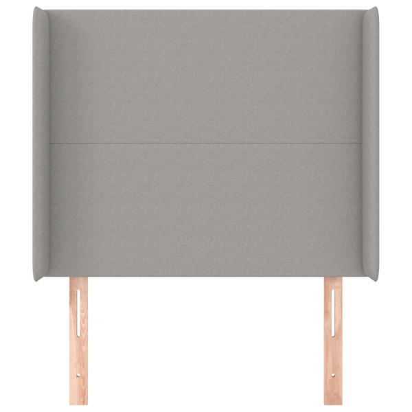 Cabecero con orejas de tela gris claro 93x16x118/128 cm M 3