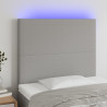 Cabecero con luces LED tela gris claro 90x5x118/128 cm 1