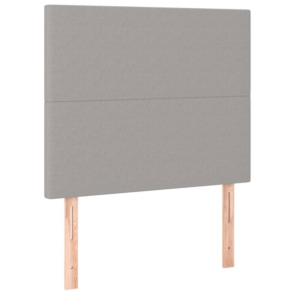 Cabeceira cama c/ luzes LED tecido 90x5x118/128cm cinza-claro M 4