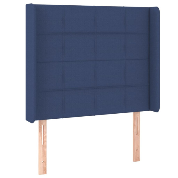 Cabeceira de cama c/ abas tecido 103x16x118/128 cm azul M 2