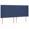 Cabeceira de cama c/ luzes LED tecido 203x16x118/128 cm azul 3